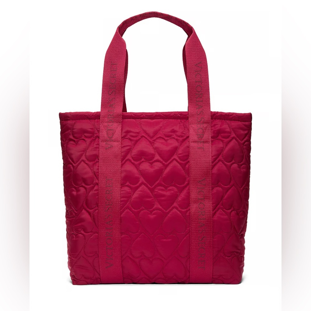 Victoria's Secret Red Quilted puffer Tote Bag